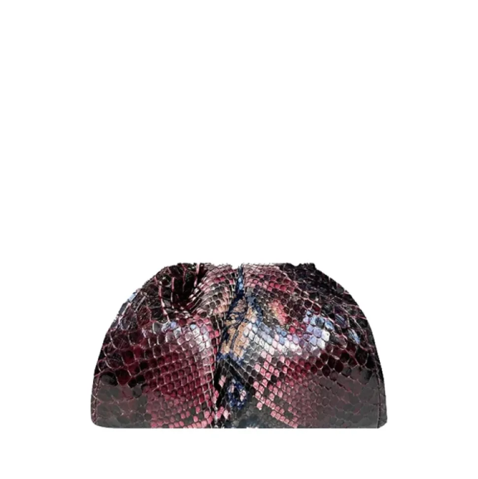Sac à bandoulière en python bordeaux