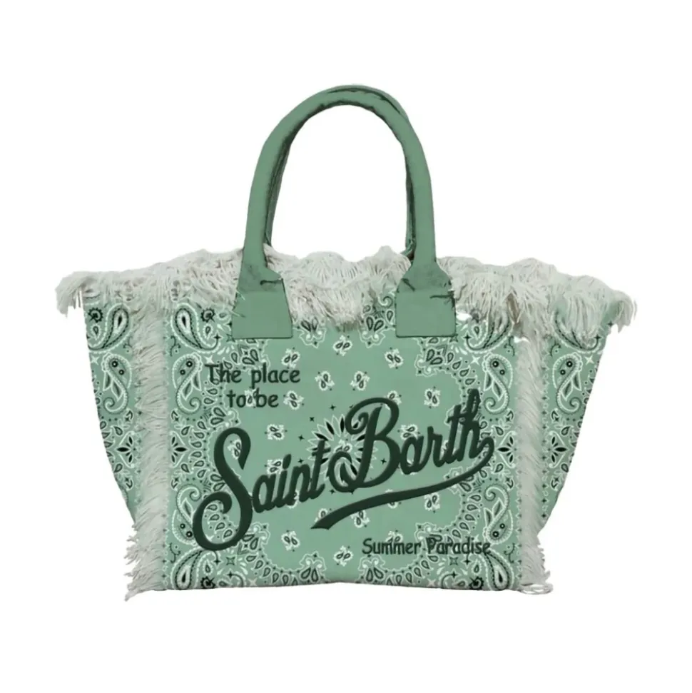 Sac à bandoulière en toile à franges avec logo