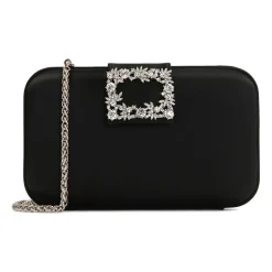 Sac de soirée noir en tissu avec une fermeture bijou