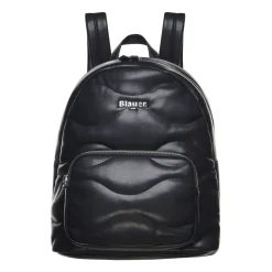 Sac à Dos Noir Matelassé Vague en Similicuir