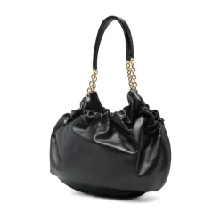 Sac en cuir noir avec bandoulière chaîne