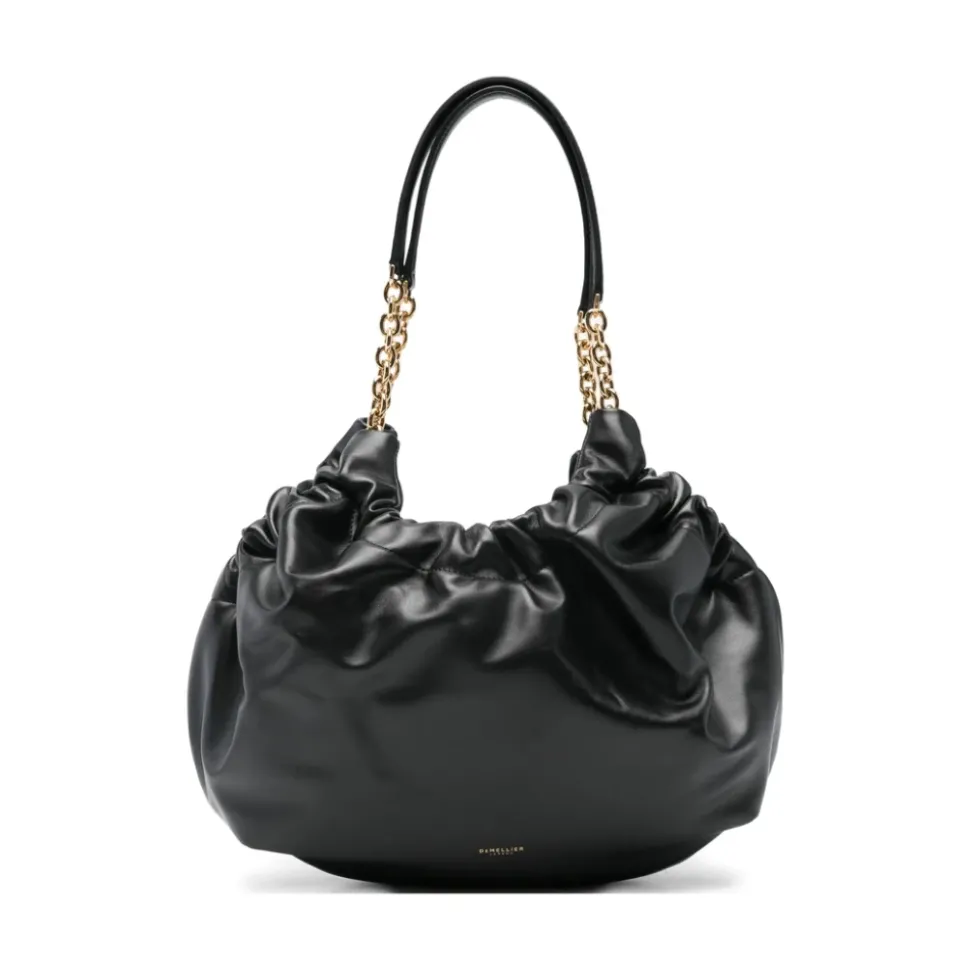 Sac en cuir noir avec bandoulière chaîne