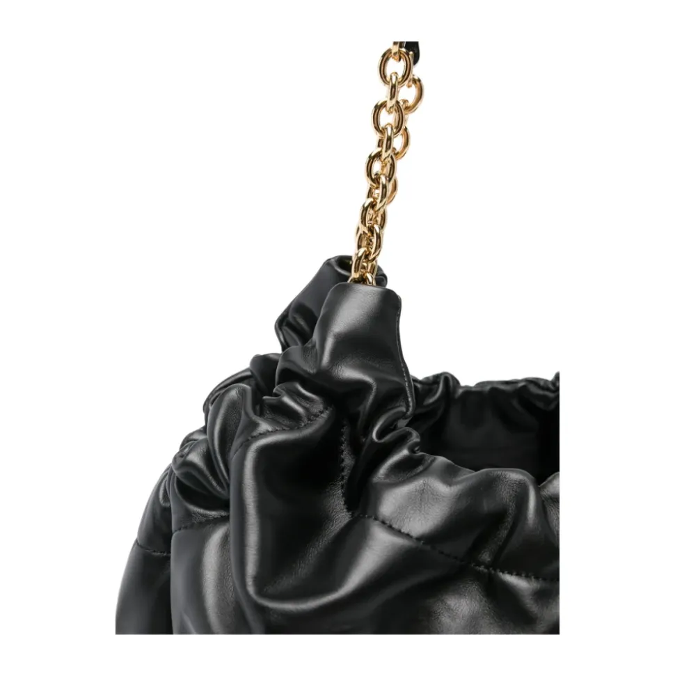 Sac en cuir noir avec bandoulière chaîne