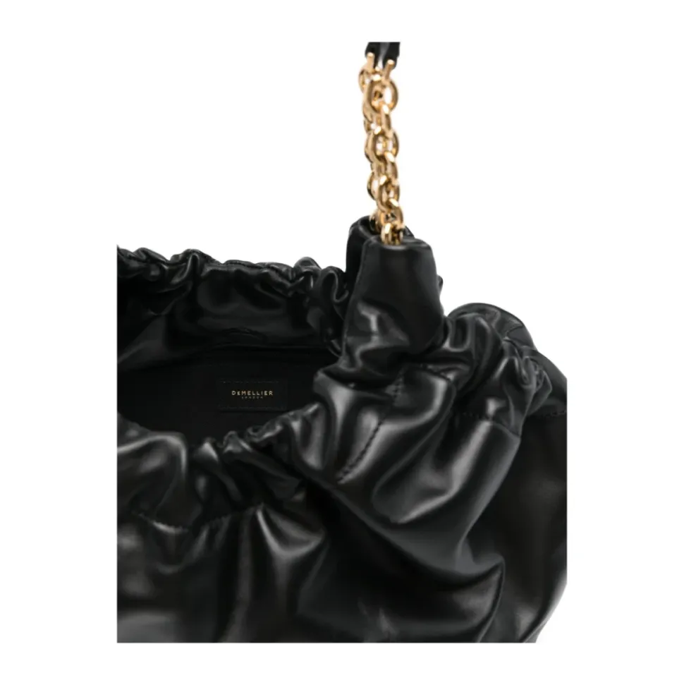 Sac en cuir noir avec bandoulière chaîne