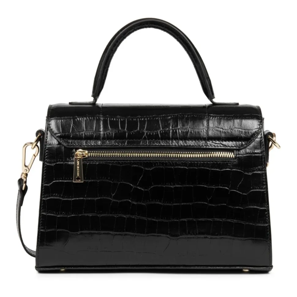 Sac à main A rabat avec fermoir M Exotic Trinity Lancaster 480-034 Noir croco