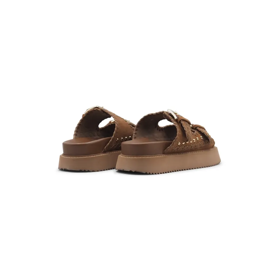 Sandales Beige à Plateforme avec Double Boucle