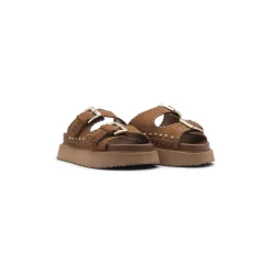 Sandales Beige à Plateforme avec Double Boucle