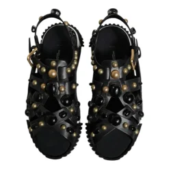 Sandales à clous en cuir avec logo