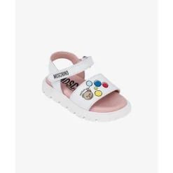 Sandales en cuir avec ours en peluche
