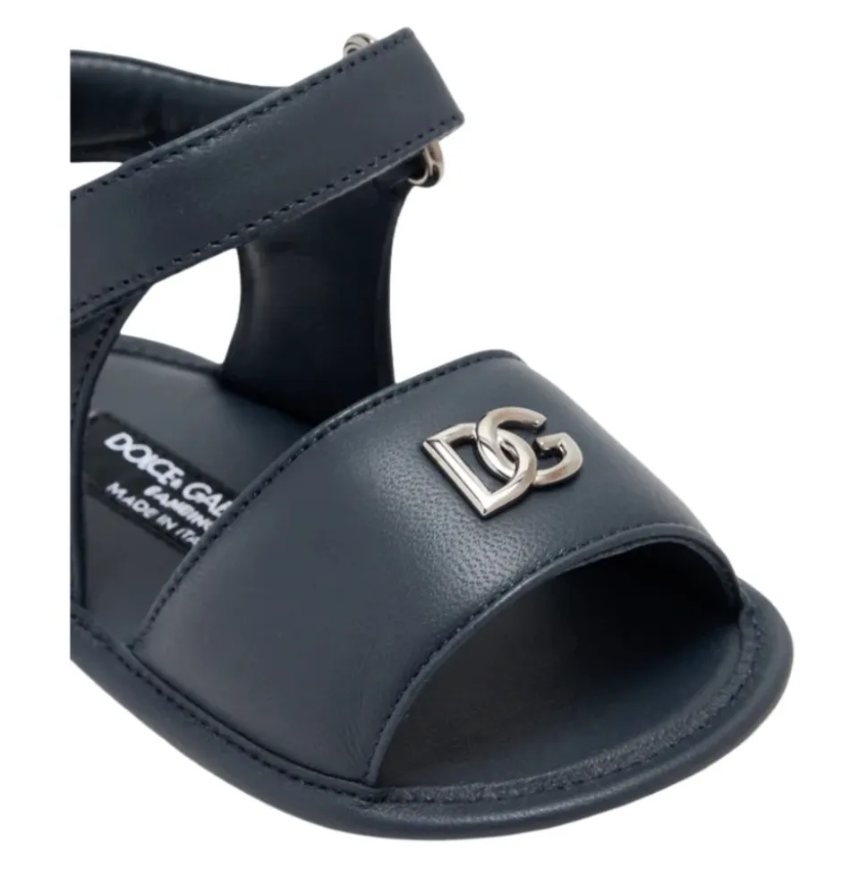 Sandales en cuir d'agneau Nappa avec logo métallique 3D