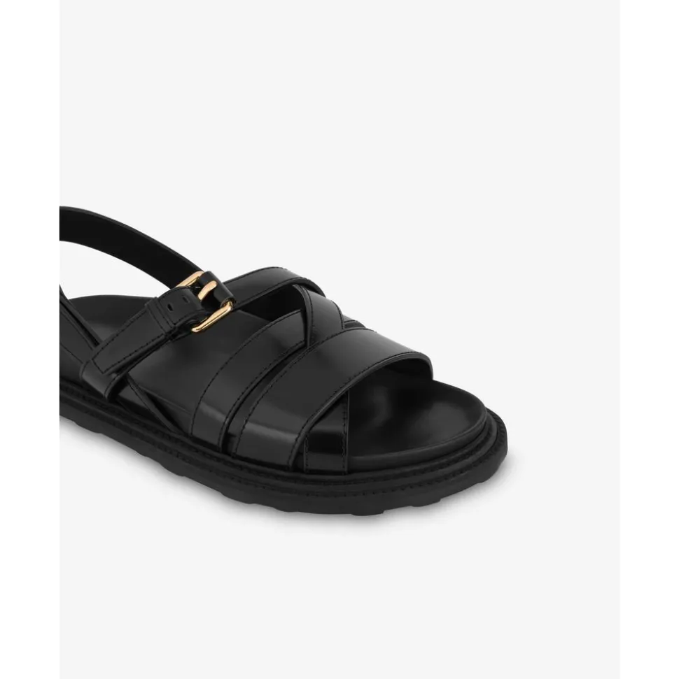 Sandales en cuir de veau brossé