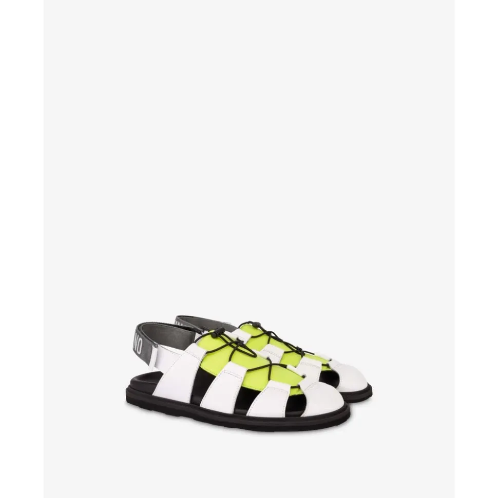Sandales en cuir de veau et nylon
