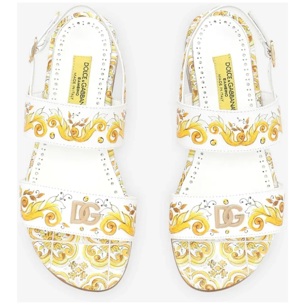 Sandales Fille en Cuir Maiolica Jaune