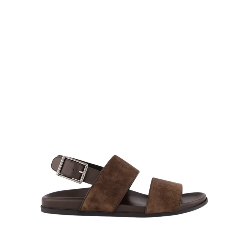 Sandales Fussbett en daim marron