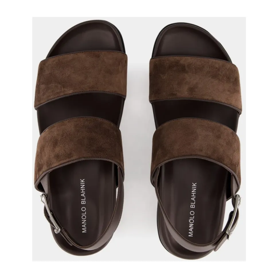 Sandales Fussbett en daim marron