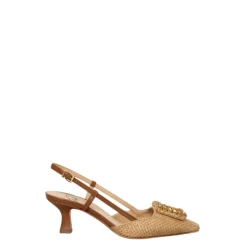 Sandale Slingback en raphia et cuir