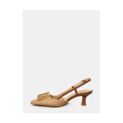 Sandale Slingback en raphia et cuir