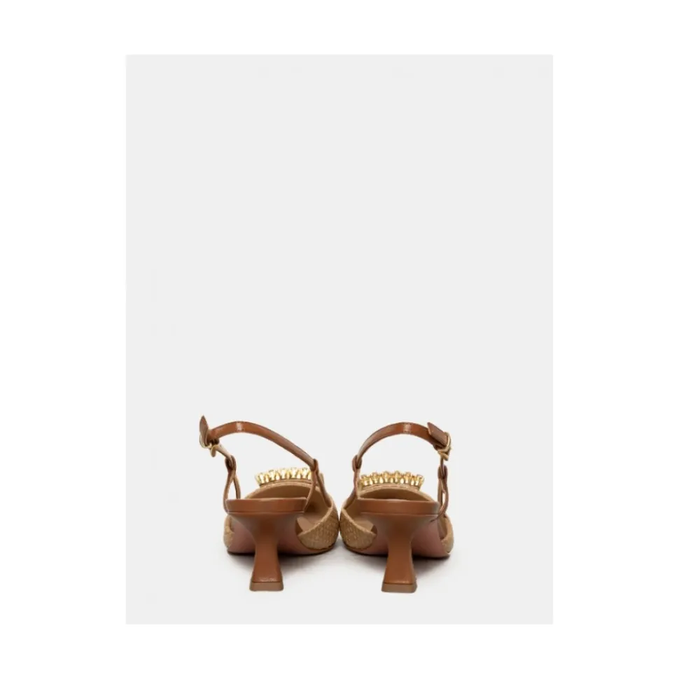 Sandale Slingback en raphia et cuir