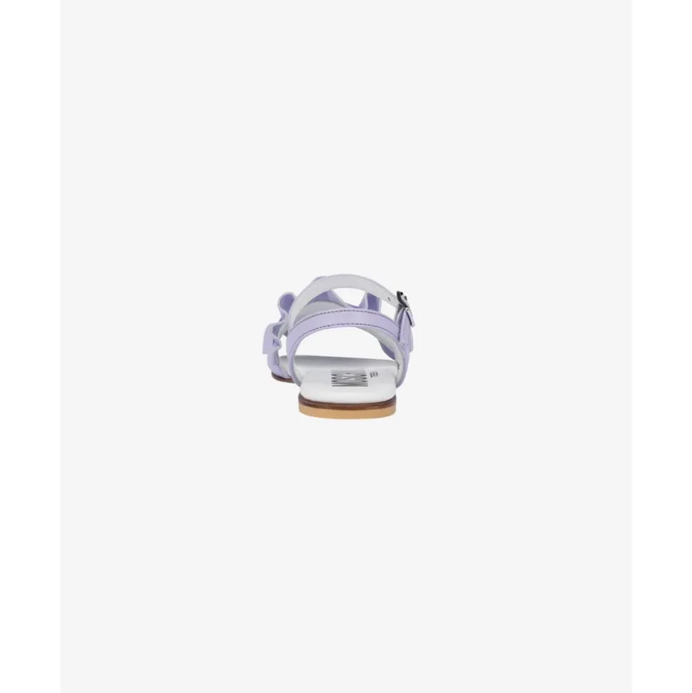 Sandales Plates en Cuir avec Volants