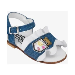 Sandales Plates en Denim avec Volants
