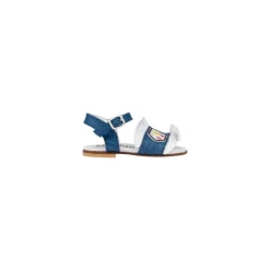 Sandales Plates en Denim avec Volants