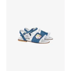 Sandales Plates en Denim avec Volants