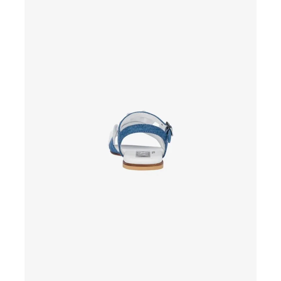 Sandales Plates en Denim avec Volants