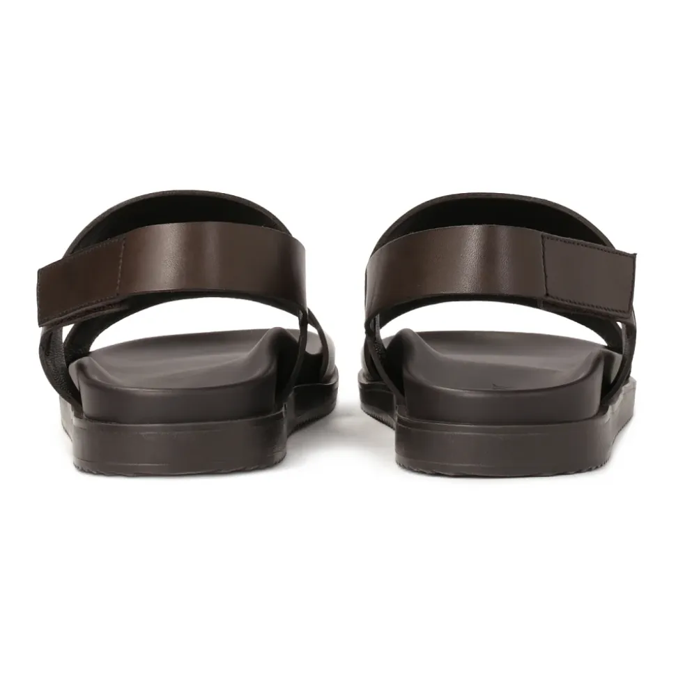 Sandales pour hommes en cuir marron
