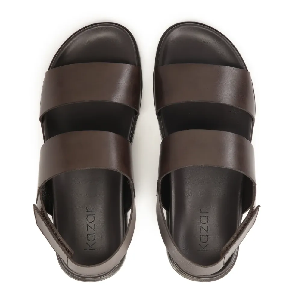 Sandales pour hommes en cuir marron