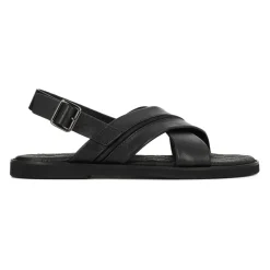 Sandales pour hommes en cuir noir Kazar avec brides croisées
