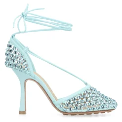 Sandales à Talons avec Strass et Lacets de Cheville
