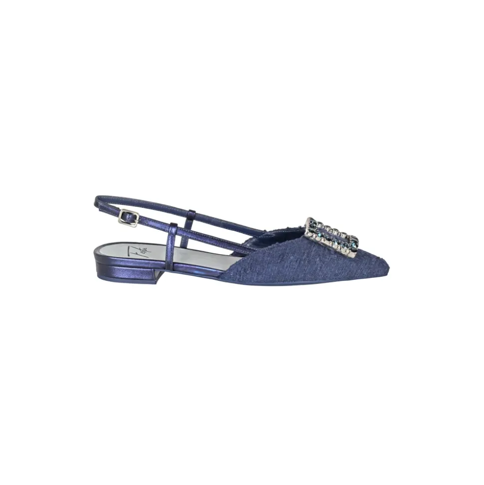 Slingback en tweed avec strass