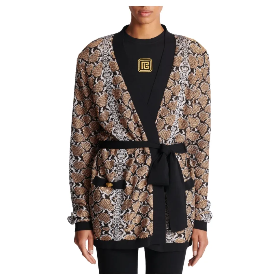 Snake Pattern Knit Cardigan