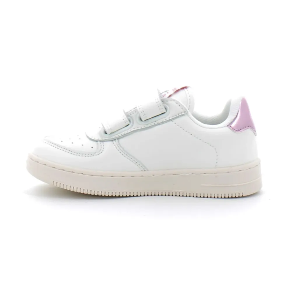 Sneakers blanches pour enfant avec fermeture scratch
