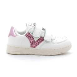 Sneakers blanches pour enfant avec fermeture scratch