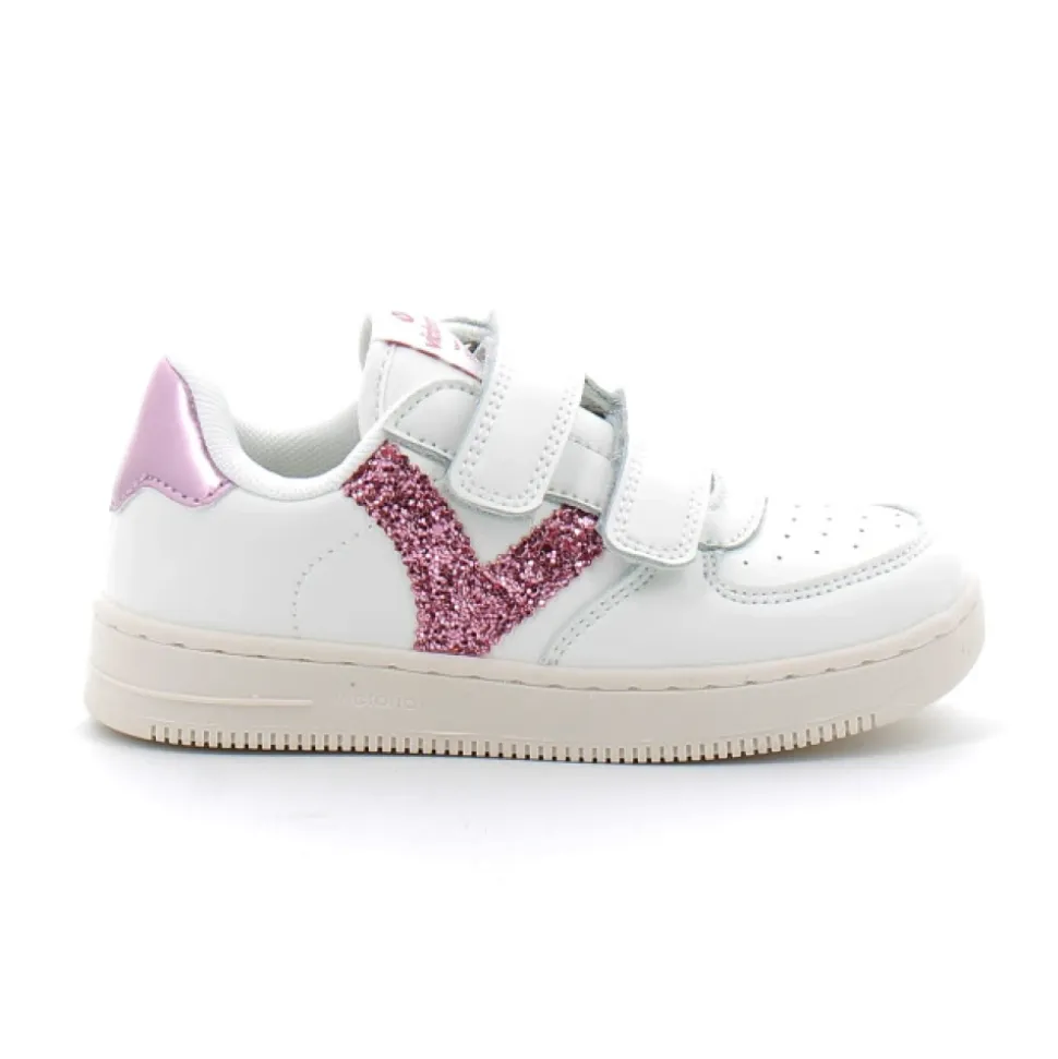 Sneakers blanches pour enfant avec fermeture scratch