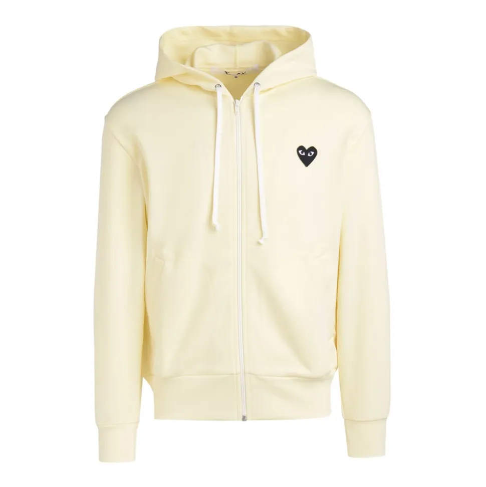 Sweat à capuche ivoire avec cœur noir
