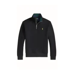 Sweat-shirt à Col Montant et Demi-Fermeture Éclair avec Doublure à Carreaux