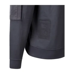 Sweatshirt à quart de zip en molleton diagonal teint en pièce