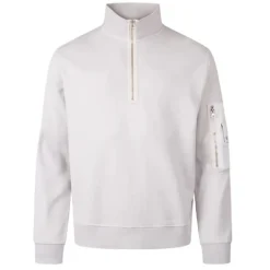 Sweatshirt à quart de zip en molleton diagonal teint en pièce