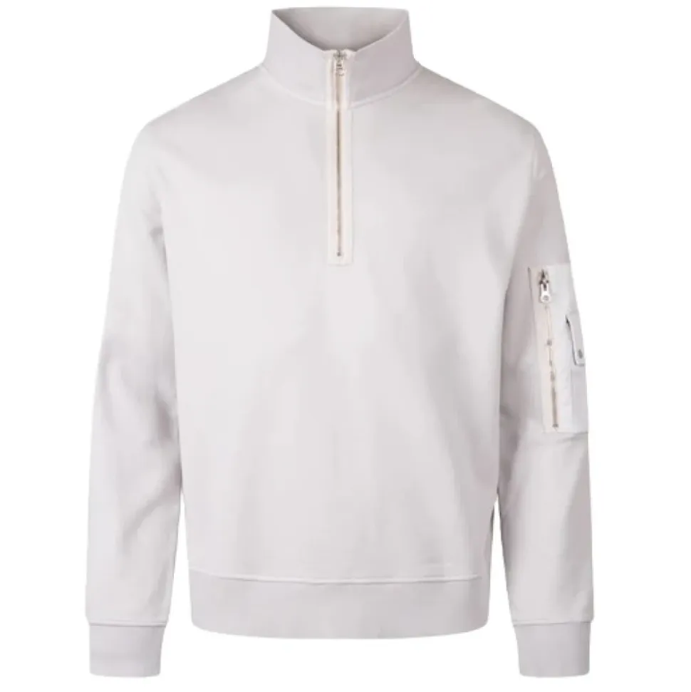 Sweatshirt à quart de zip en molleton diagonal teint en pièce