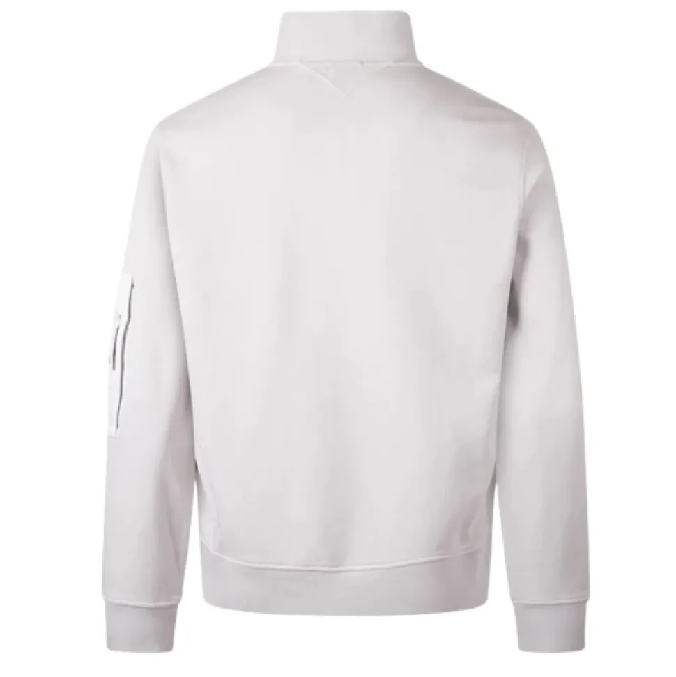 Sweatshirt à quart de zip en molleton diagonal teint en pièce