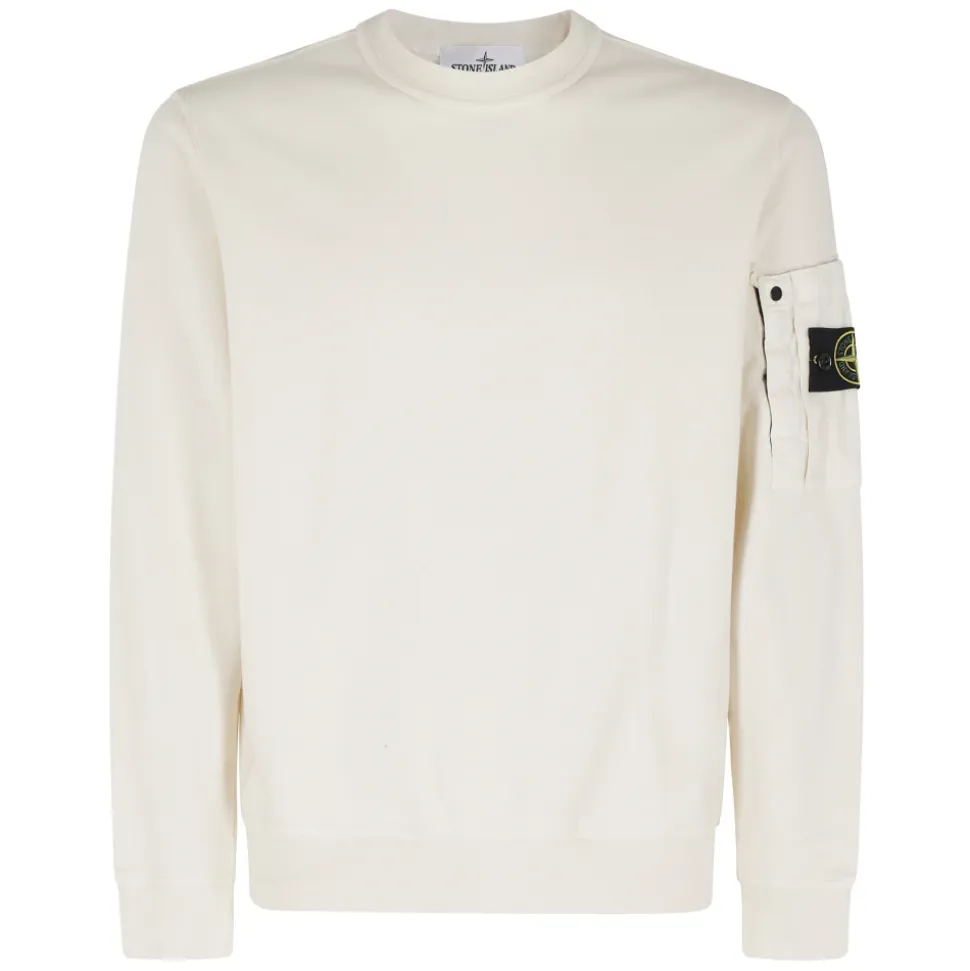 Sweat-shirt Ras du Cou en Molleton de Coton avec Poche Ripstop Coupe Classique