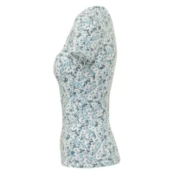 Top en jersey de coton à col carré fleuri