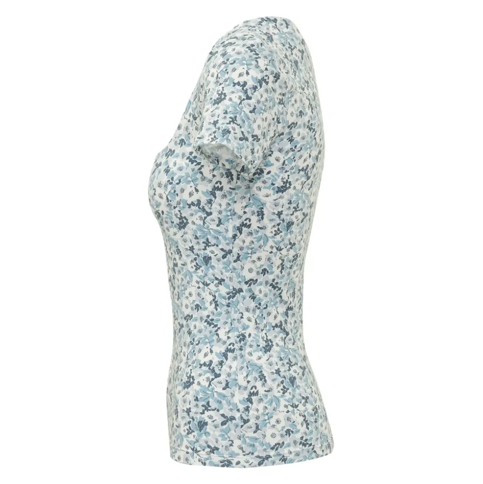 Top en jersey de coton à col carré fleuri