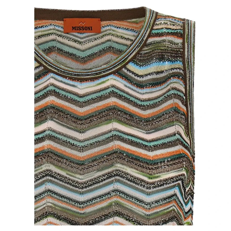 Top sans manches en viscose à chevrons
