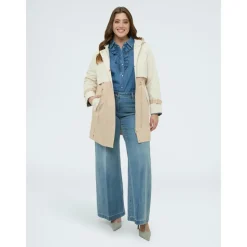 Trench coat à capuche bicolore