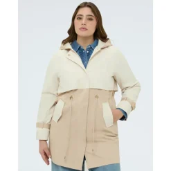 Trench coat à capuche bicolore