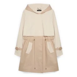 Trench coat à capuche bicolore