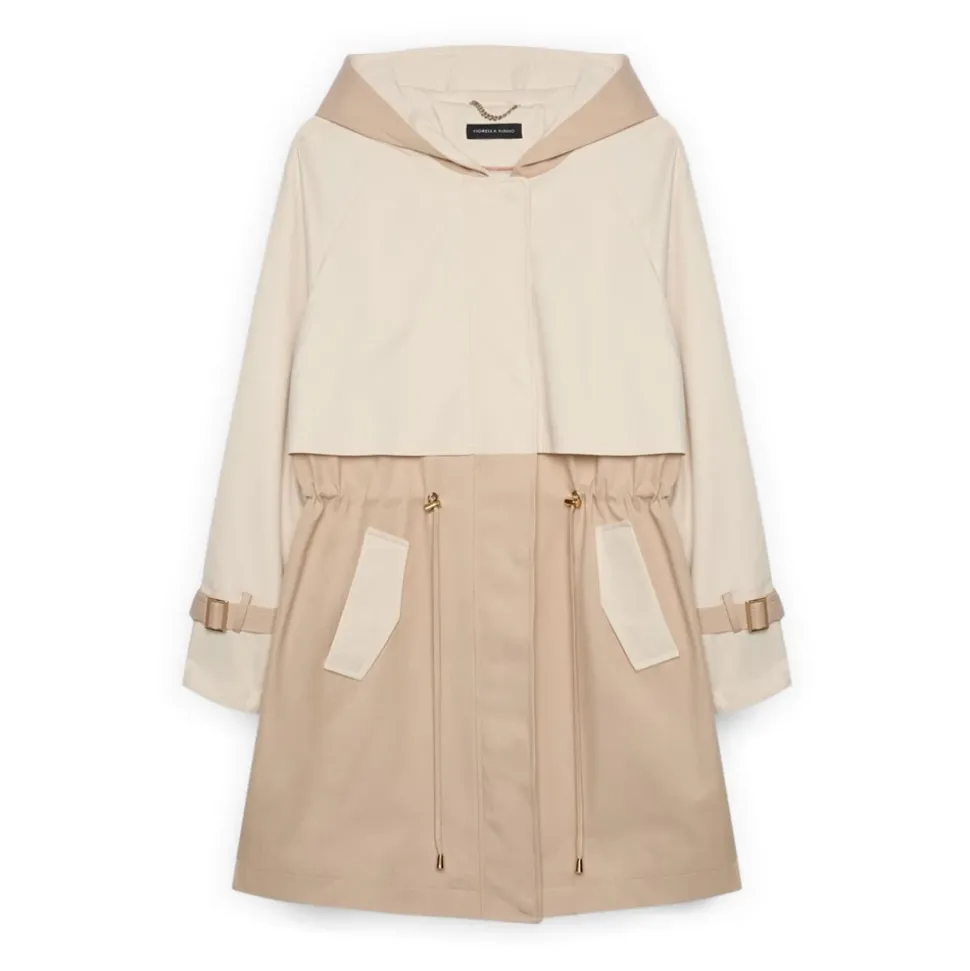 Trench coat à capuche bicolore